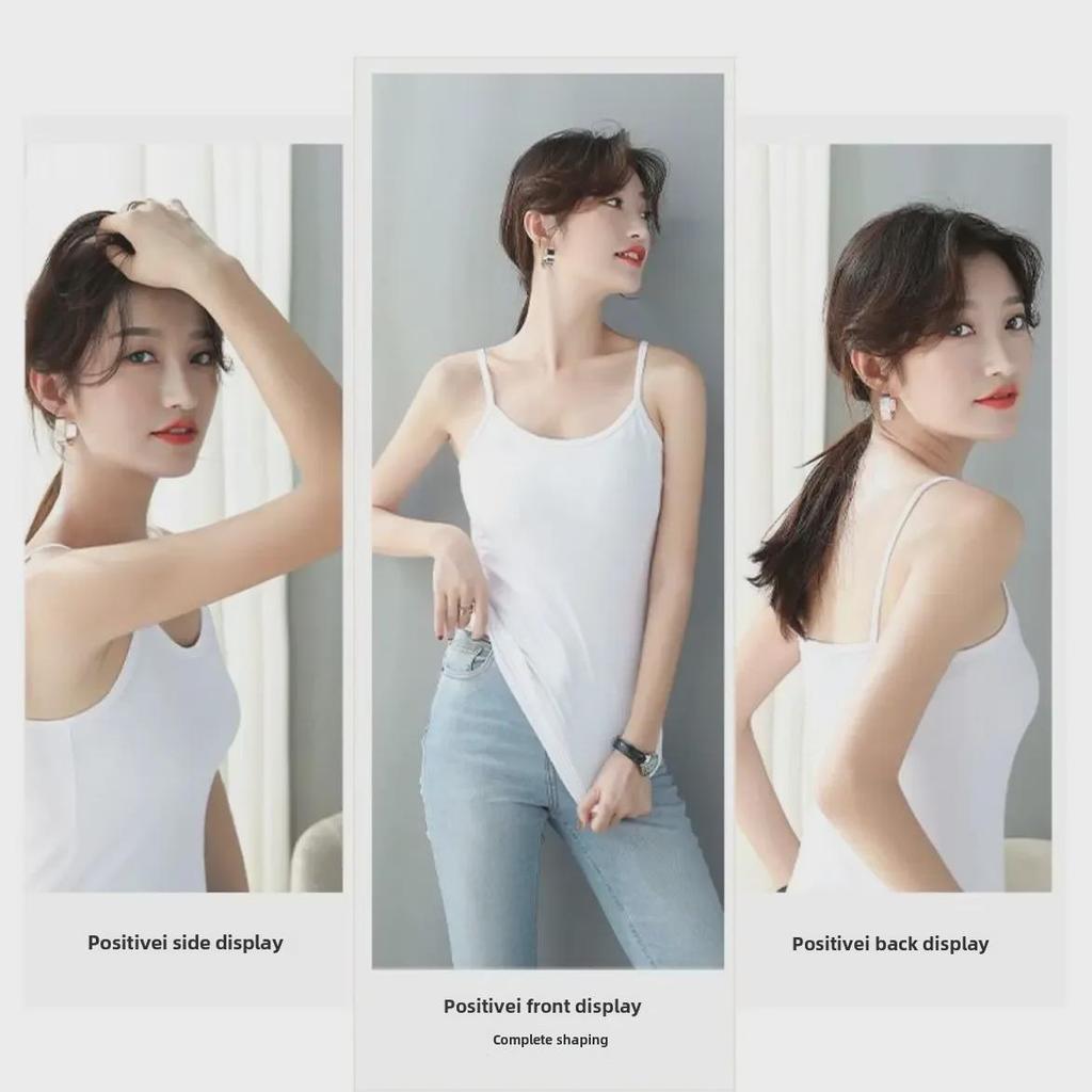 Women's Black 95% Cotton Camisole Vest, Sexy Back, Large Size, Solid Color - Ideal As Outerwear for Spring & Summer