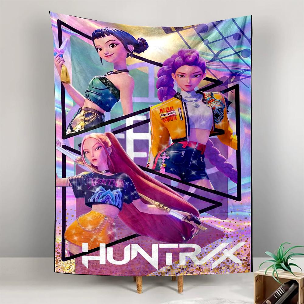 Tapestry Huntrx Virtual K Pop Girl Group Holographic Neon Cartoon Wall Hanging for Teen Girl Bedroom Decor