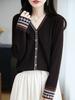 Andy Plush Knit Cardigan For Women With Vneck And Long Sleeves For Casual Wear