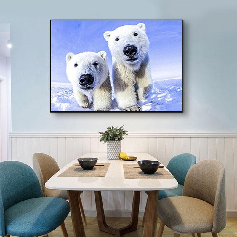 5D DIY Diamond Painting Full Round Drill Diamond Embroidery Animal Polar Bear Picture Mosaic Rhinestone Home Decoration