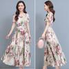 New Elegant Floral Fashion Dress Women's Summer Fashion Cover Belly Slim Long Flowing Dress Beach Skirt.