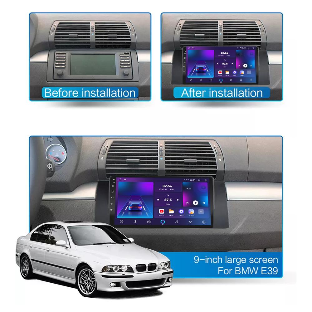 Автомобильная магнитола Android Car-Play для BMW 5 E39 E53 X5 1996-2004 Мультимедийный плеер Головное устройство Стерео Навигация GPS BT WIFI, 2+64 ГБ