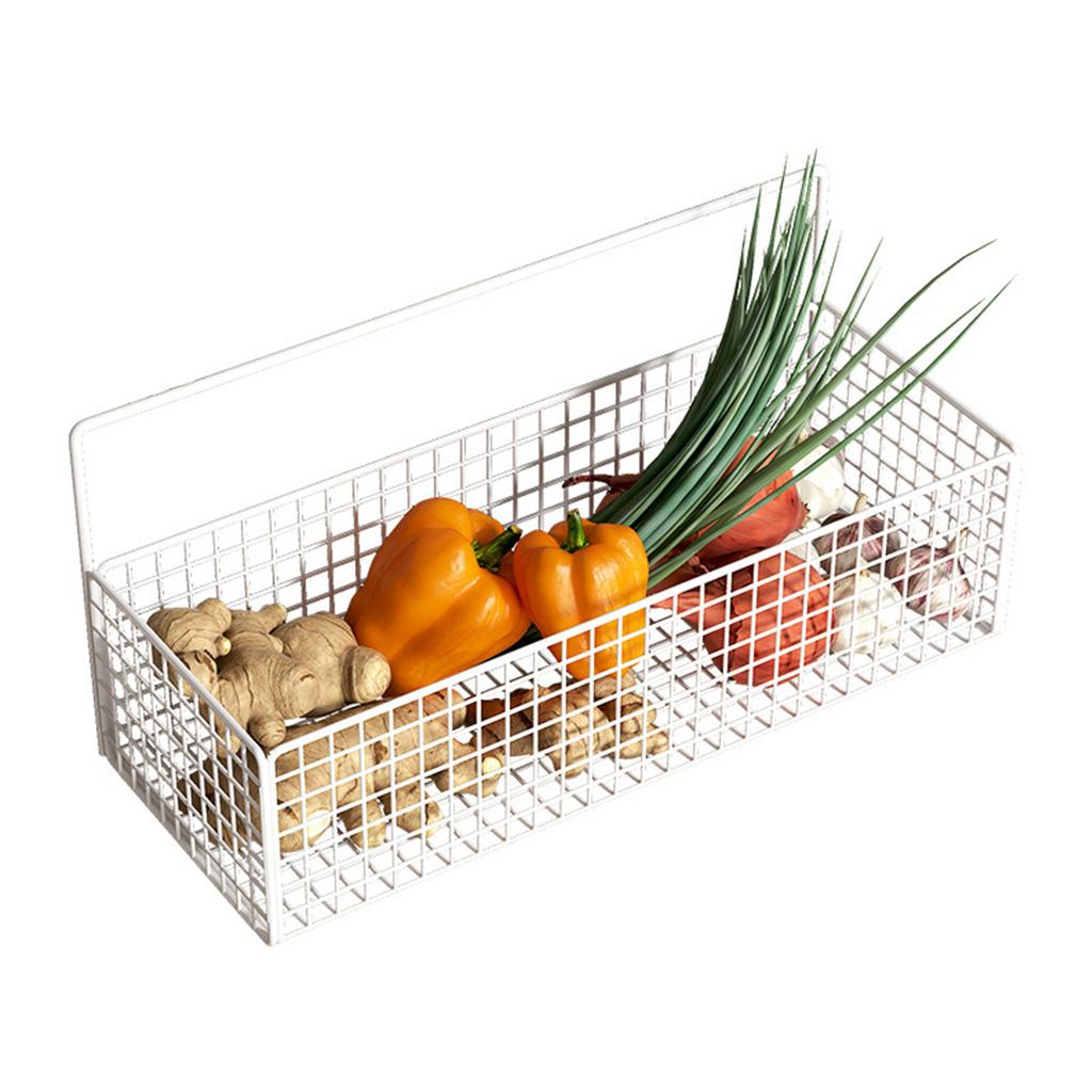 Wire Storage Basket Metal Wall Mounted Hanging Fruit Basket Organizer Bin with Adhesive for Kitchen