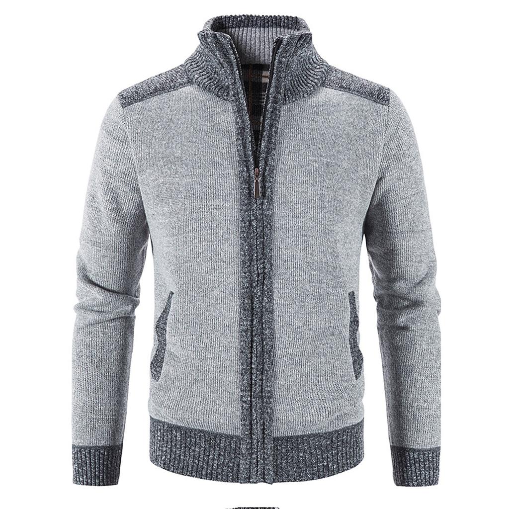Men's Casual Autumn Winter Zipper Sweater Stand Collar  Cardigan Tops Sweater Blouse Coat