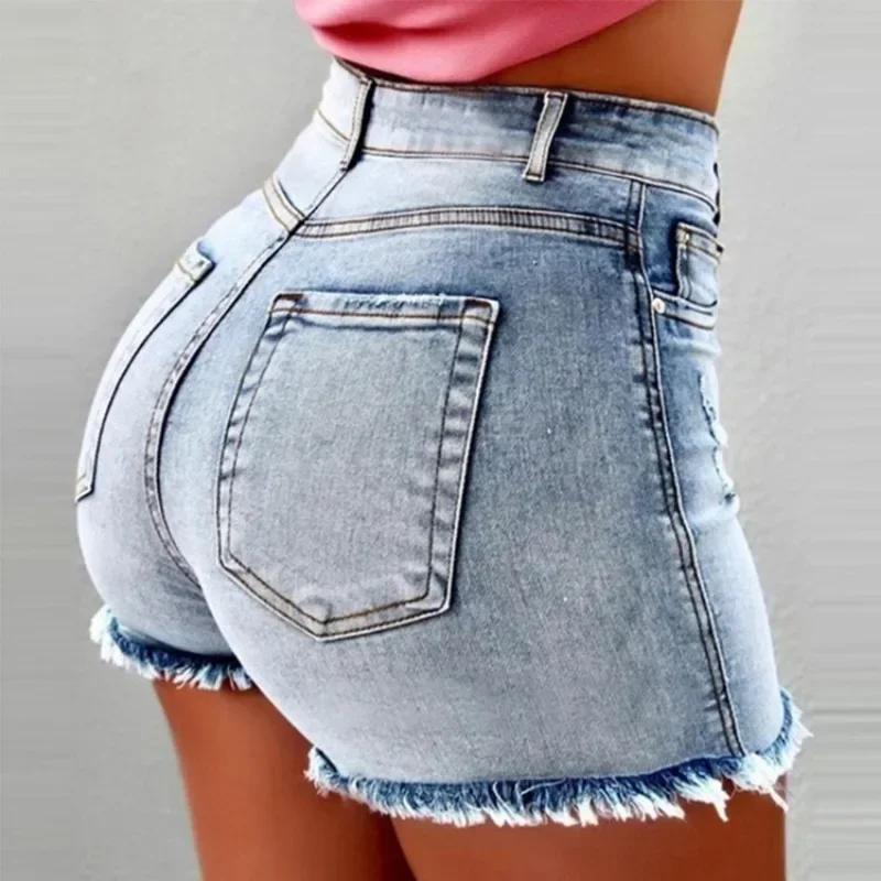 High Waist Short Pants Women's Jeans Available In Multiple Colors Women's Denim Stretch Shorts Stretch Tassel Distressed