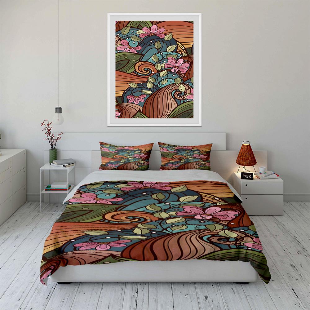 Floral Abstract Art Bedding Set Bedding set (1 duvet cover, 2 pillowcases, duvet not included)