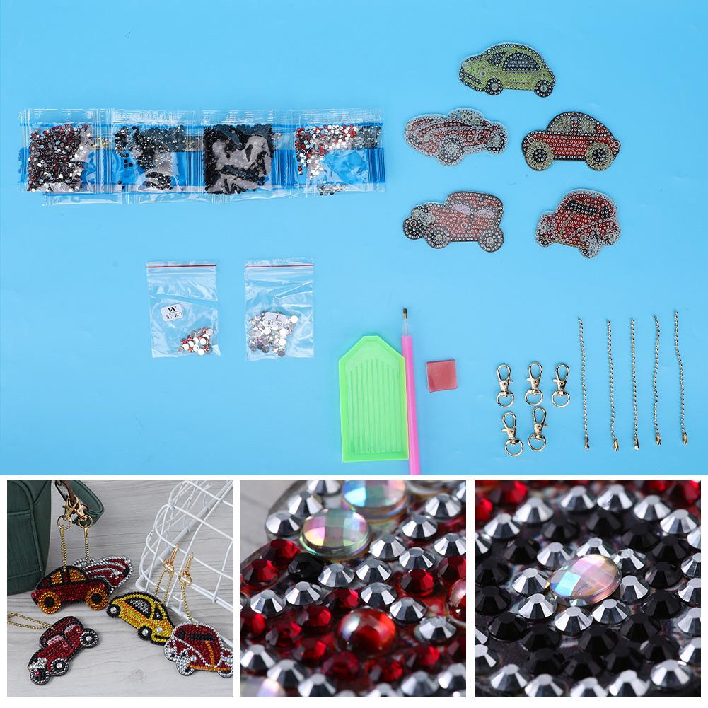 DIY Full Drill Diamond Painting Mini Car Keychain Bag Hanging Decoration Crafts Materials Kit