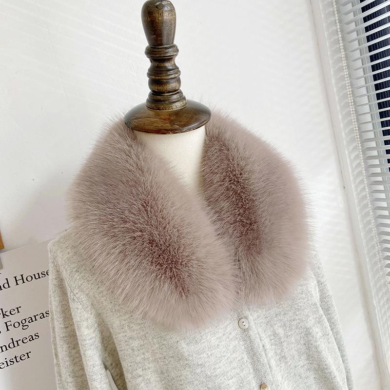 Зимний утолщенный искусственный мех лисьего меха для мужчин и женщин, универсальный хлопковый шарф для одежды, пальто с круглым вырезом, женский шарф