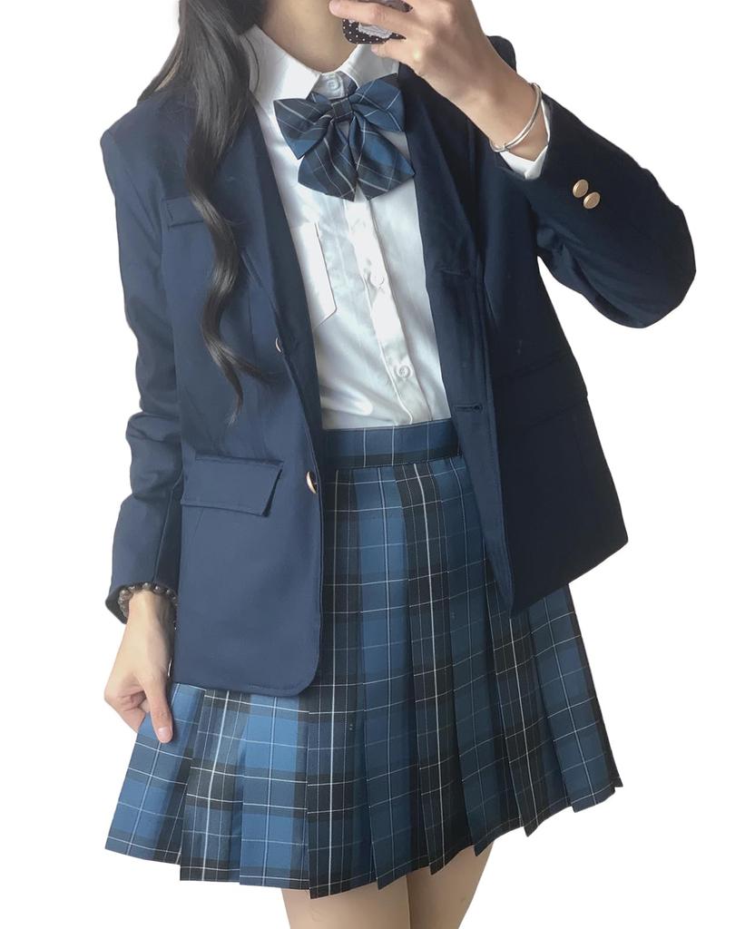 QOOLY JK Uniform Cosplay Student School Jacket Fashion JK Cos Costume Navy Blue Size S Women's