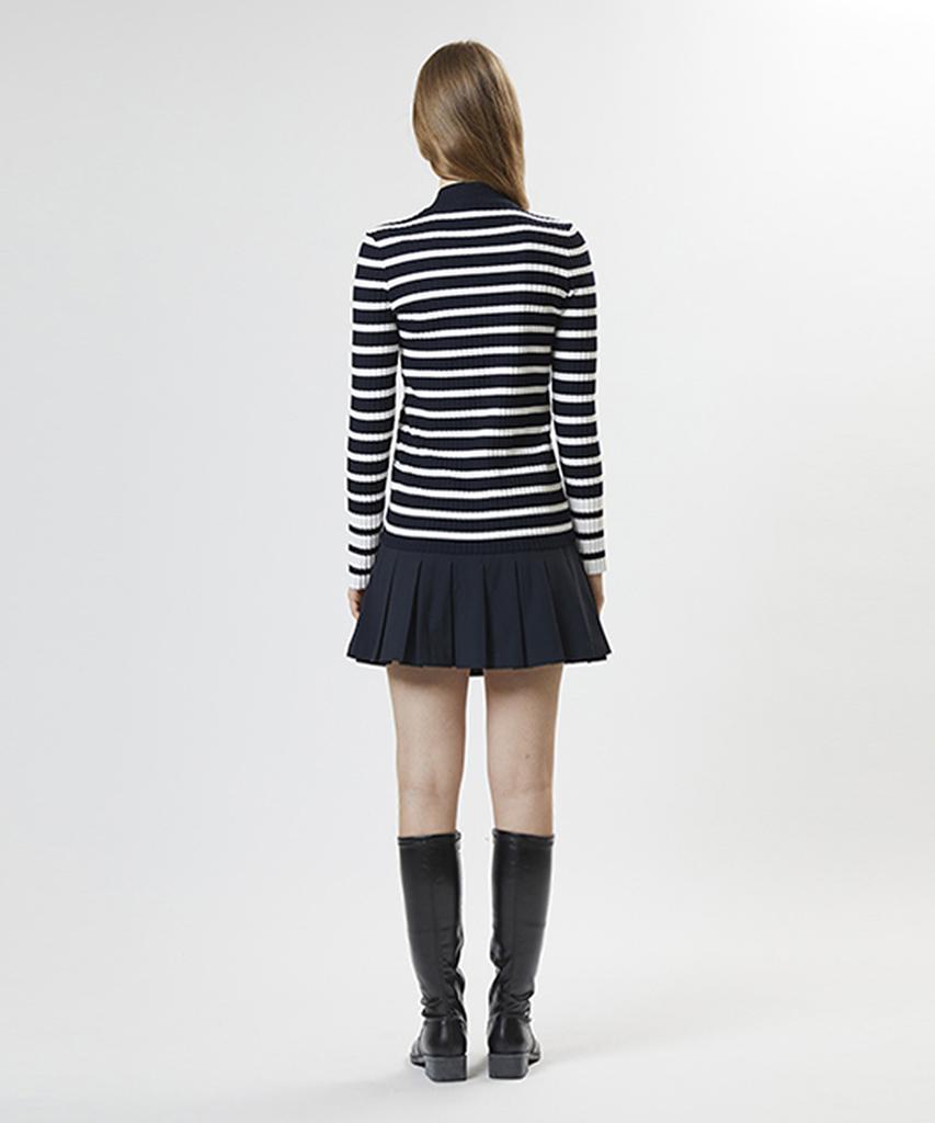AVEN Front Slit Knit Pullover Navy