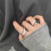 Women's Geometric Square Crossover Ring In S925 Silver: Fashionable, Versatile, Hip Hop Style, Adjustable Open Design for Index Finger.