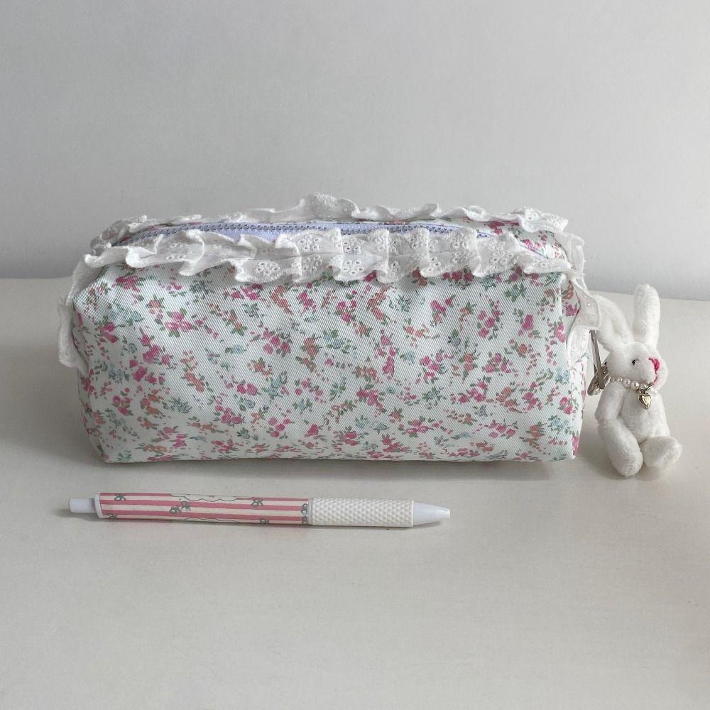 Large Capacity Pen Bag Lace Floral Pattern Stationery Bag High Quality Pen Box Gift