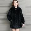 Imitation Mink Coat Women's Mid-length Autumn and Winter Thickened Large Size Imitation Mink Fleece Hooded Imitation Fur Coat
