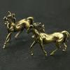 New Antique Copper 1 Pair Horse Miniatures Figurines Ornaments Solid Brass Animal Steed Statue Desk Decorations Home Decor
