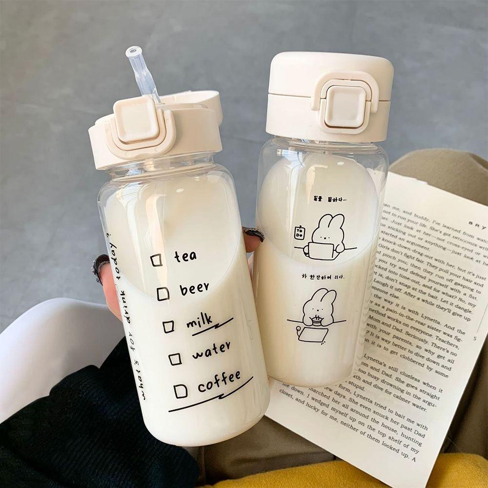 Travel Creative Cute Cartoon With Straw Drinking Cup Water Bottle Drinkware