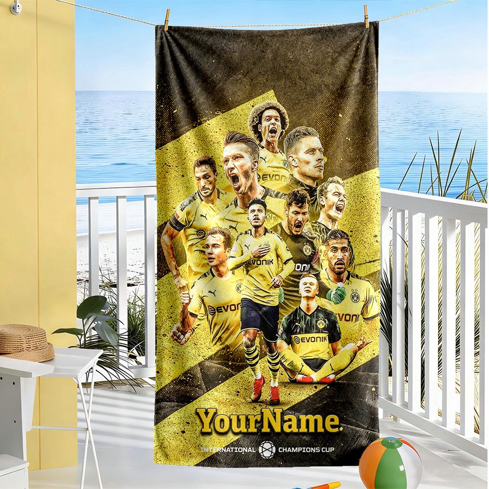 Borussia Dortmund Customize Your Name Beach Towel Soft Durable Quick-Dry