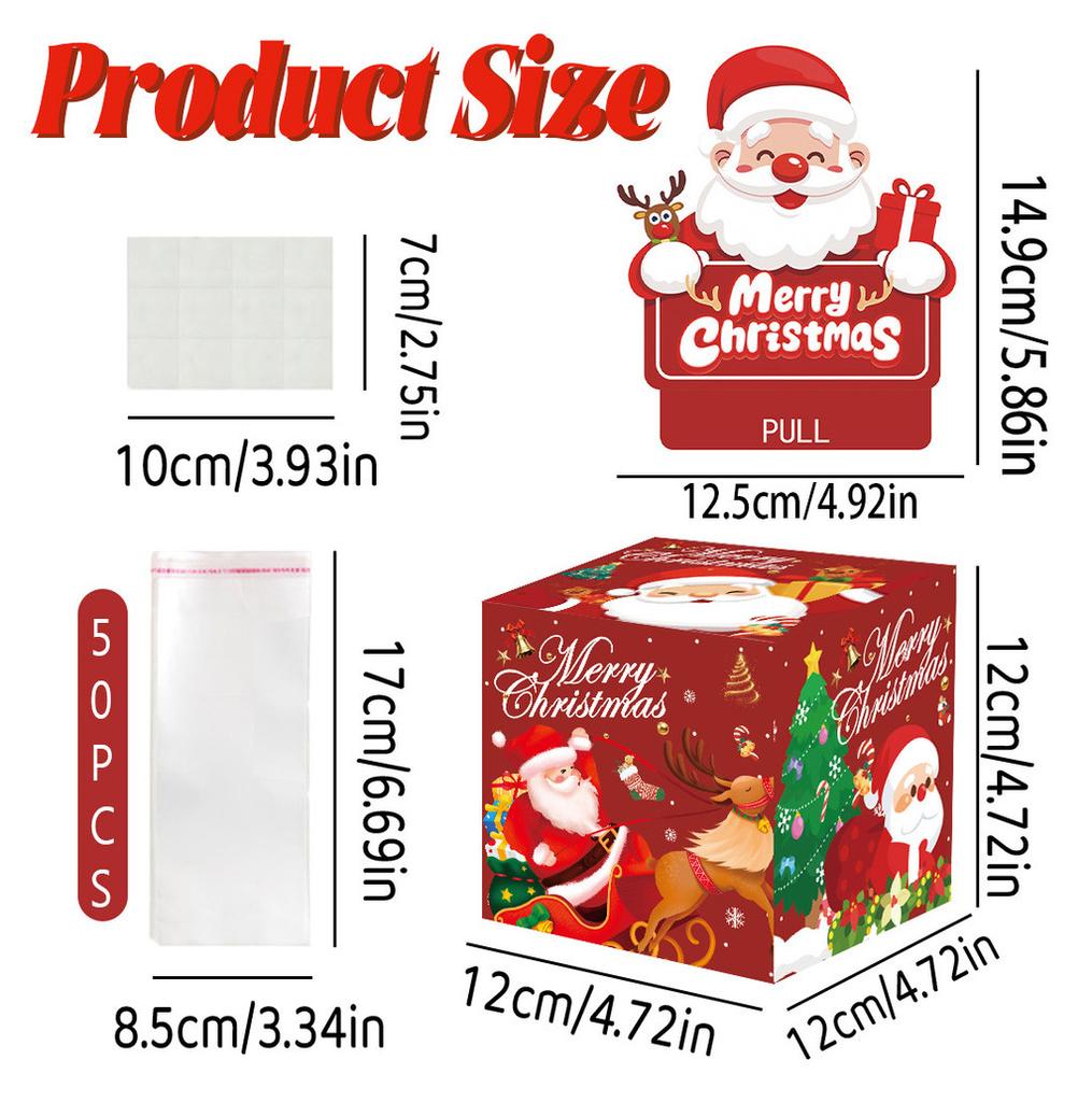 Christmas Red Theme Pattern Gift Surprise Box Holiday Decoration Prop Atmosphere