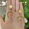 Модные серьги-подвески в богемном стиле с солнцем, звездой и луной для женщин, для вечеринки, хиппи, эффектные, длинные, минималистичные, женский подарок