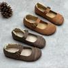 Leather Single Shoes Vintage Round Toe Flat Soft Cowhide Shoes