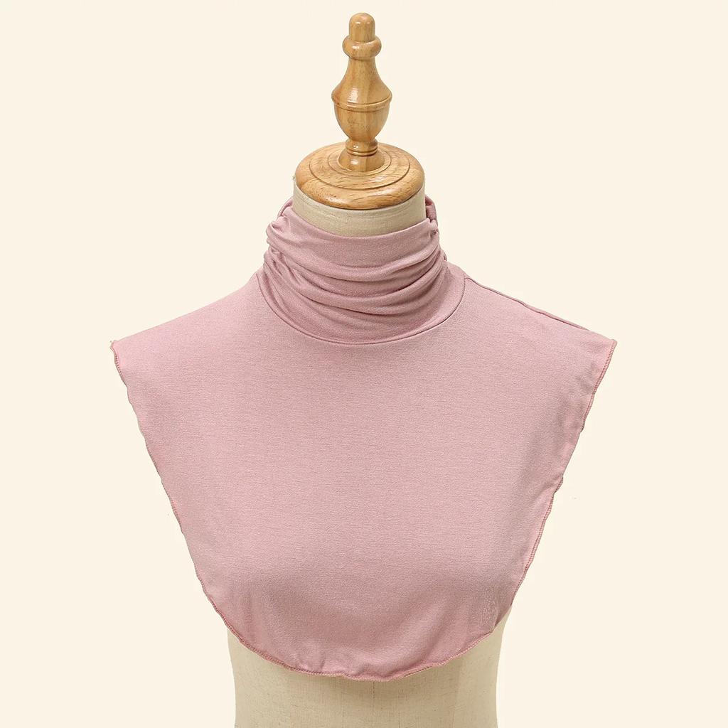 New Womens Muslim Modal Fake False Collar Islamic Hijab Extensions Turtleneck High Neck Cover Warmer Bright Solid Color Half Top