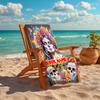 1PC Custom Name Day Dead Celebration Beach Towel Highly Absorbent And Sand-Resistant Towel for Swimming, Pool, Yoga, And Travel Lightweight