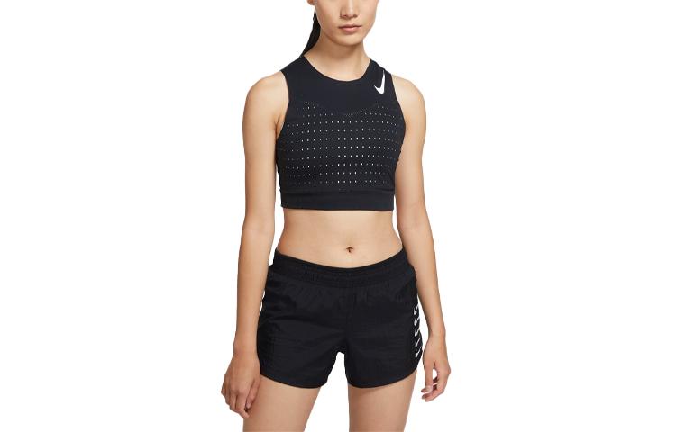 Nike Женские черные майки для бега с умеренной поддержкой, на спине-борцовка, CZ9384-010