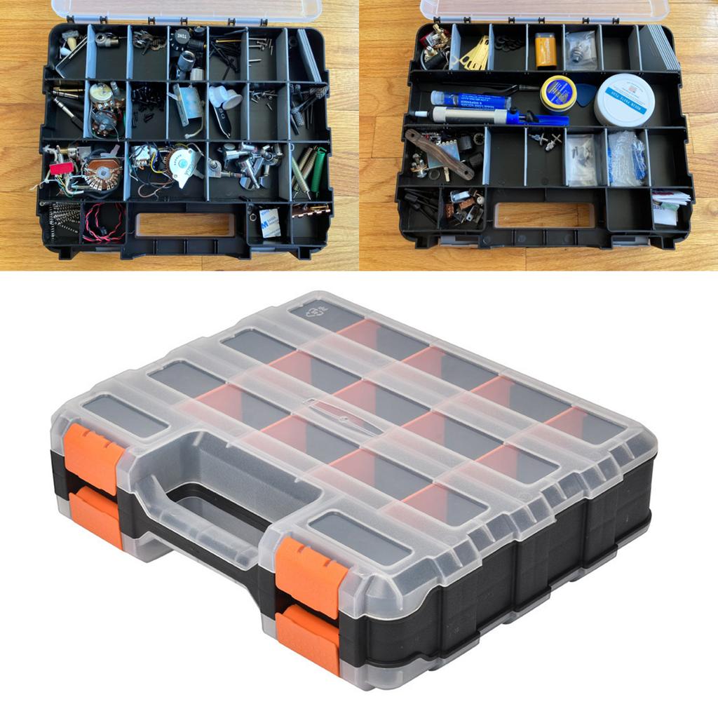 Double Side Tools Box Hardware Tool Container Bin Small Parts Storage Case Plastic Sorting Box Display Storage Case