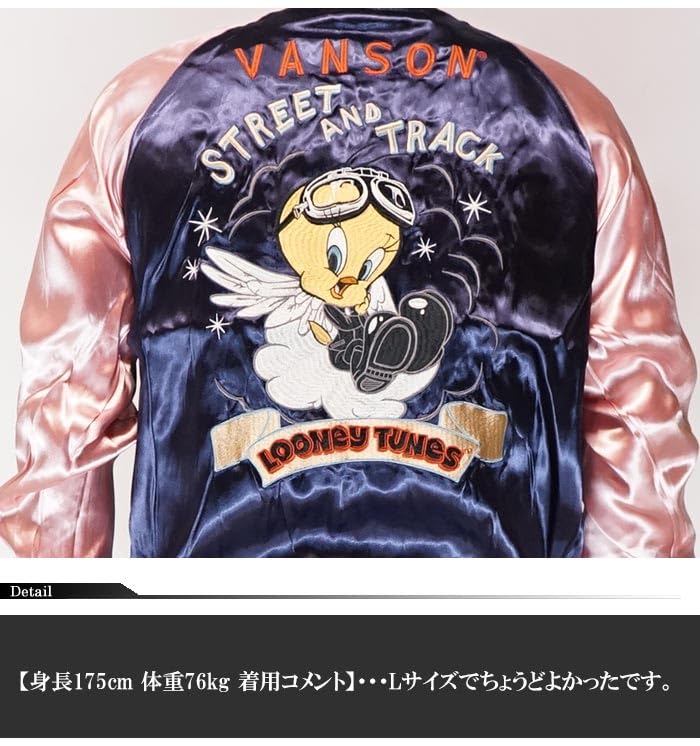 Looney Tunes Collaboration LOONEY TUNES Sukajan Wile Coyote Tweety [Banson] Мужская E. LTV-2504-Черный-M