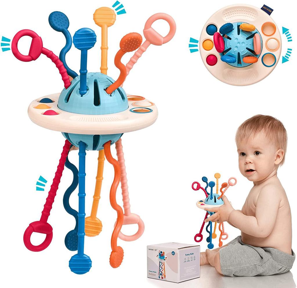 Детские игрушки Монтессори 0 12 месяцев, вращающийся мяч-погремушка, обучающие сенсорные игрушки для прорезывания зубов для детей 1, 2, 3 лет