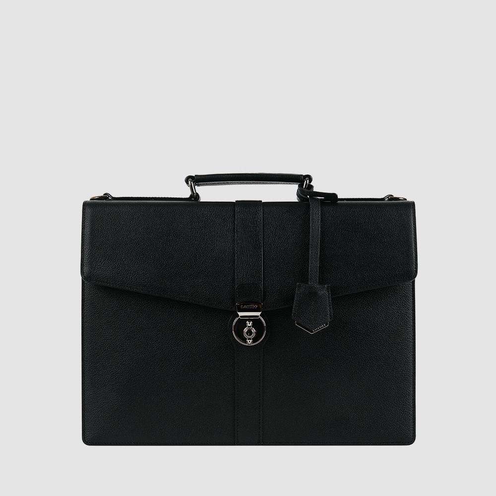 Lotuff Leather Briefcase Lo-0509 Bk