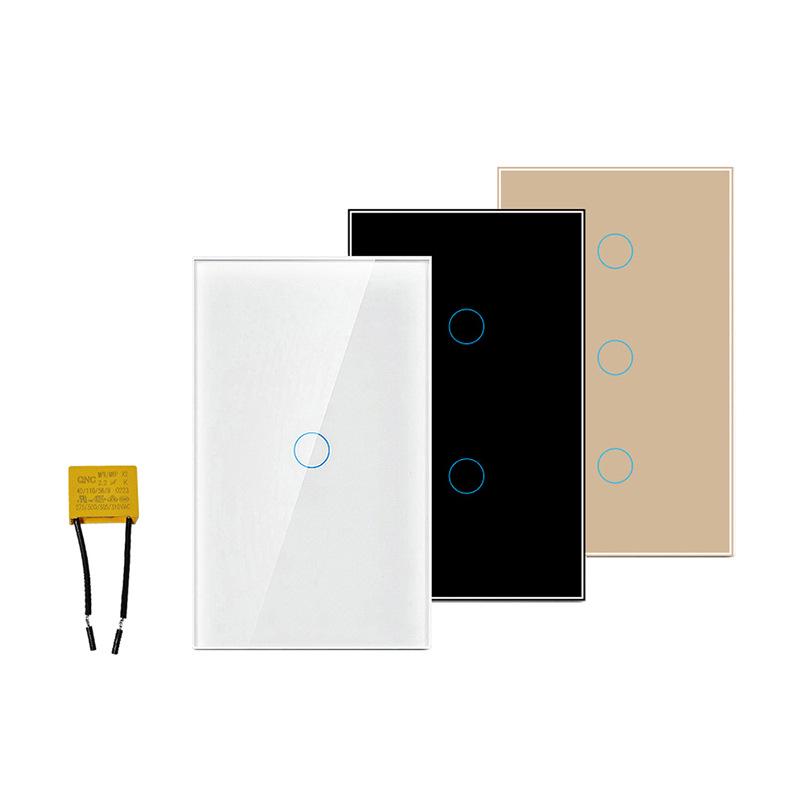 Умный стеклянный выключатель US Standard Zigbee с голосовым управлением Alexa, поддержкой приложения и настраиваемым одинарным выключателем (ноль-фаза)