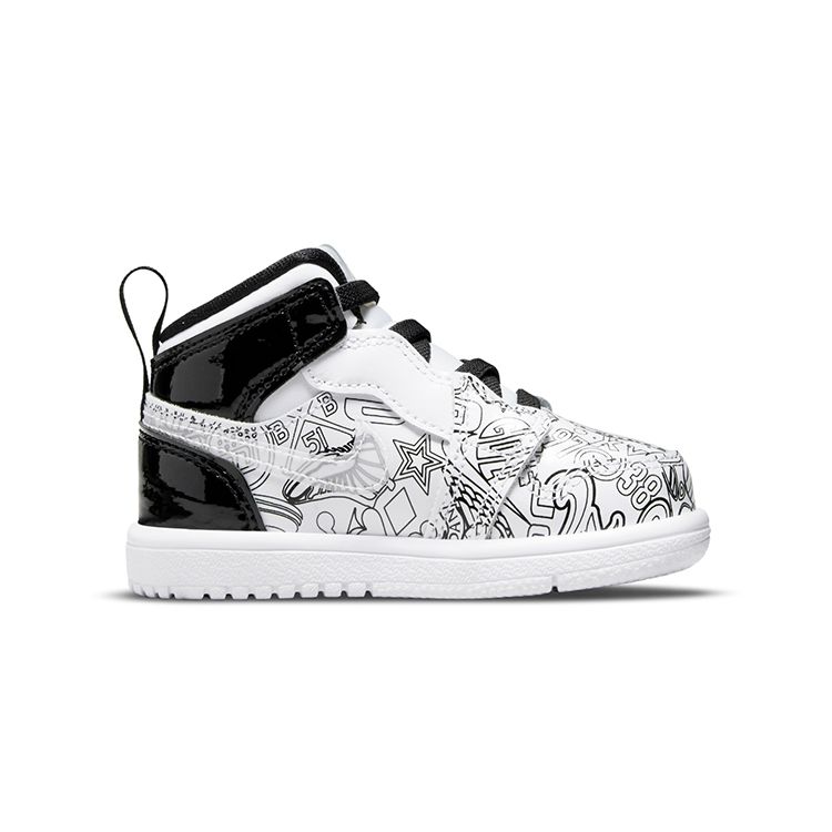 Air Jordan 1 Mid Alt SE TD Белый Черный Граффити DH9682-100