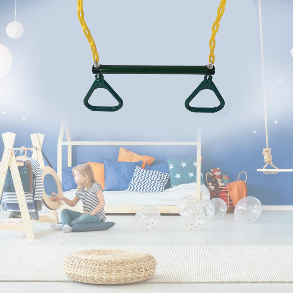 Outdoor Toy Trapeze Swing Bar Rings Chain Set Accessories for Gym