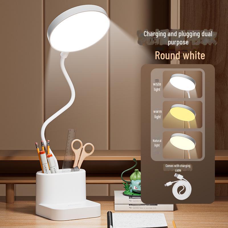 Умная светодиодная настольная лампа с защитой глаз, творческой атмосферой, энергосбережением и встроенным держателем для ручек для студентов