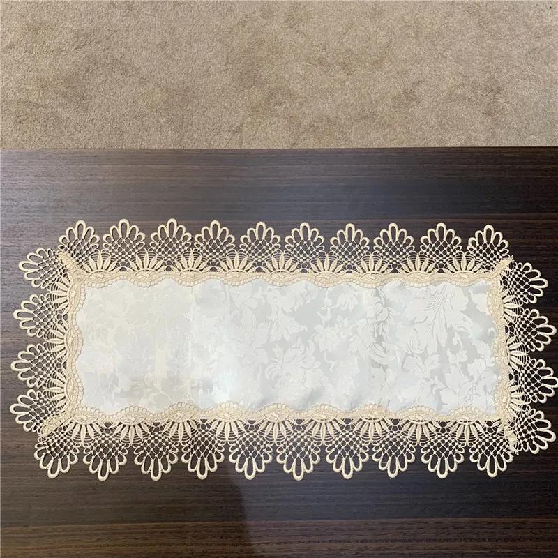 Lace Tablecloths Floral Household Bedside Table Covers Festive Dining Table Mats Rectangle Tea Table Cover Home Decoration
