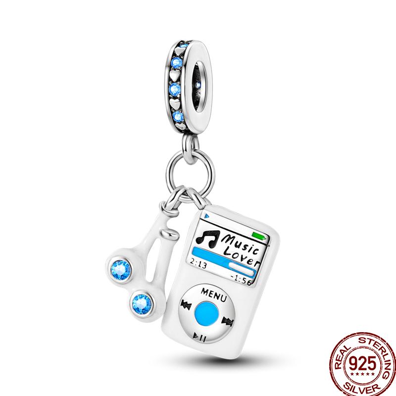 Music Series Copper Headphones Music Note Pendant Beads Suitable For 3Mm Original Bracelet Diy