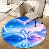 Pink Swan Round Rug Nonslip Area Rug Office Chair Mat Carpet Perfect For Bedroom Living Room Office Easy Clean Aesthetic Home Decor
