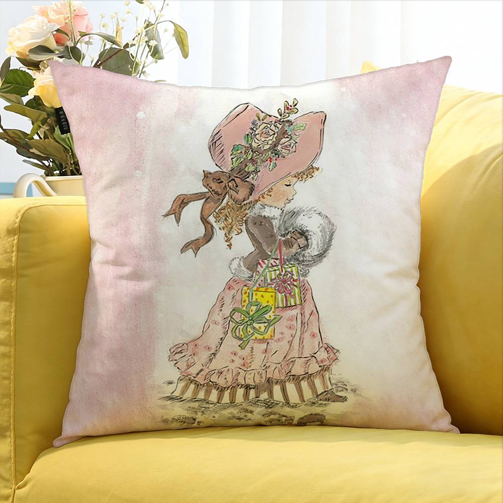 Art S-Sarah Kay Cartoon Girl Cute World Various Sizes Square Pillow Case For Car Home Bedchamber Decor