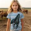 T-shirt Top Short Sleeve Horse Summer Kawaii Fashion T-shirt Girls' Clothing Children's T-shirt