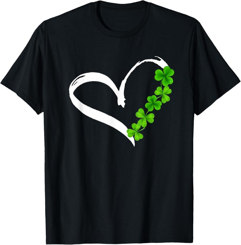 Heart Shamrock St Patricks Day Lucky Love Clover Girls Women T-Shirt