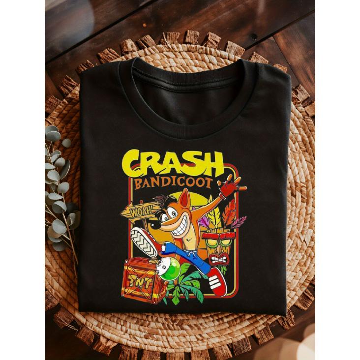 Vivace Bandicoot Crash Graphic T-Shirt - Soft Breathable Slim Fit Unisex Crew Neck Tee with Vibrant Bandicoot Crash Print, Stretch Fabric for