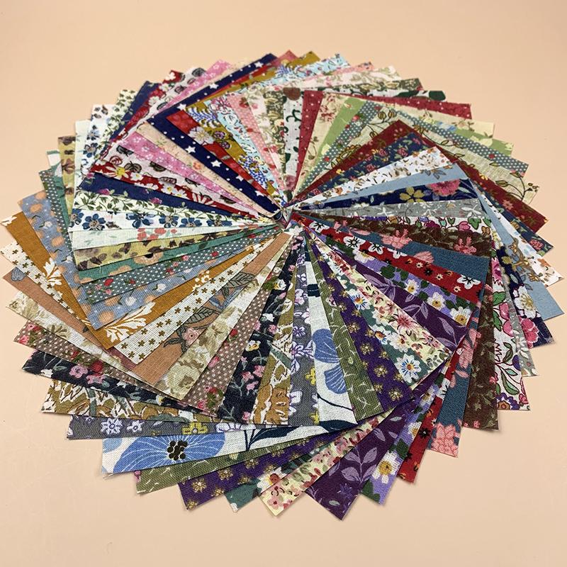 50 шт. Набор ткани для рукоделия с цветочным принтом, квадратный, сделай сам, для темной ткани, винтажный пэчворк, кукольная ткань, хлопок, Харадзюку, 10x10 см