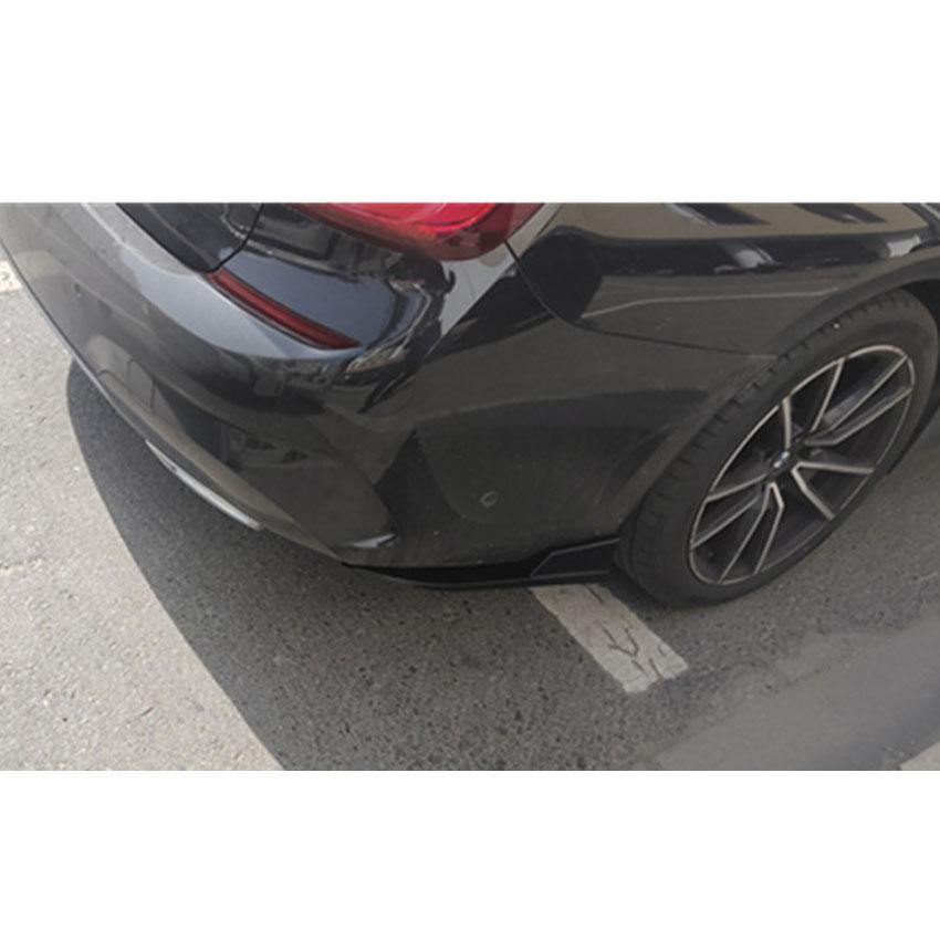 Rear Bumper Splitter Side Spoiler Canards Apron Cover Sticker Gloss Black For BMW 3 Series G20 G28 325 330 M-Sport 2019-2024