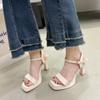 High Heel Sandals for Women 2024 New Summer Square Head French Slim Heel Slotted Caligae Shoes