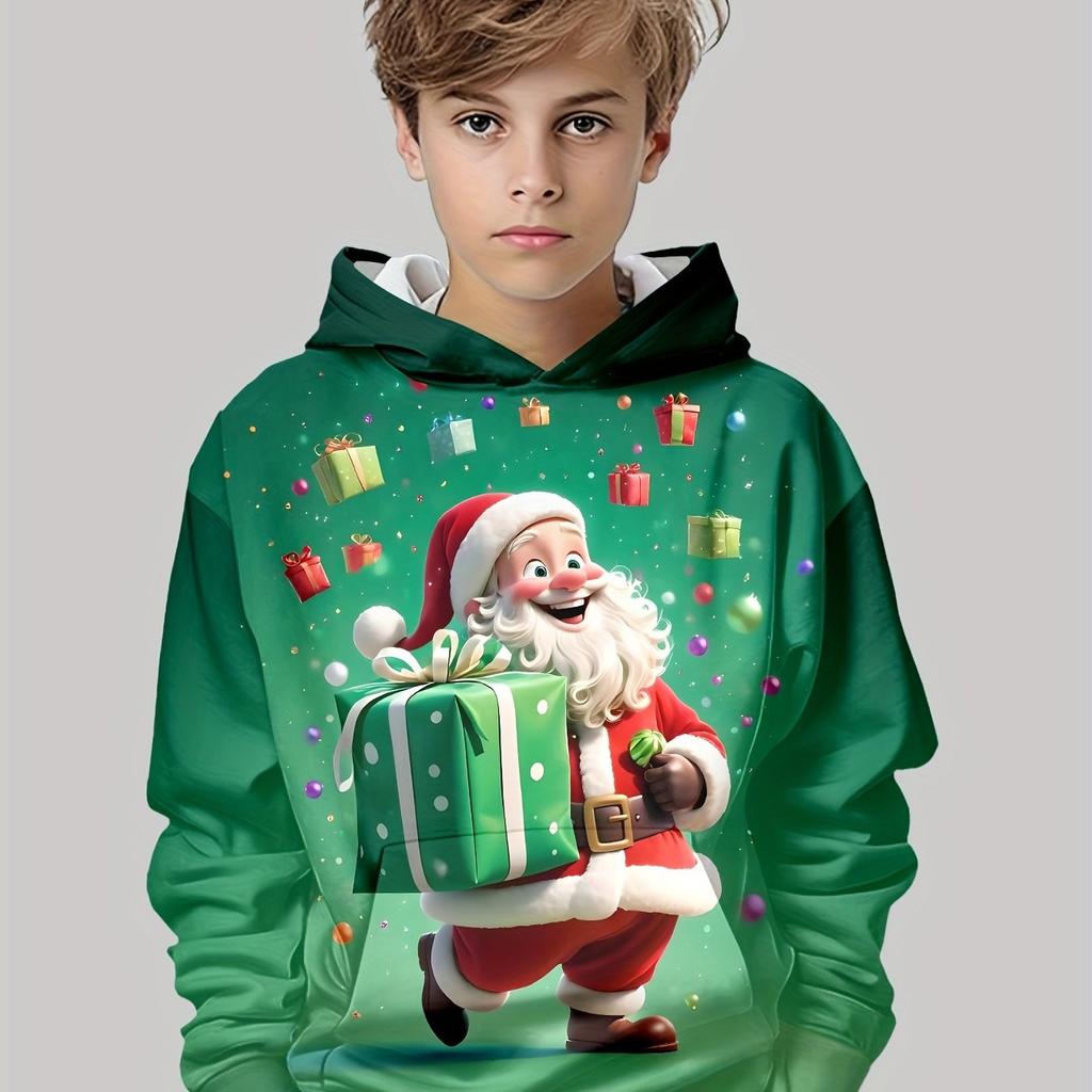 Kids Clothes Boys Hoodies Long Sleeve 3D Christmas Print Festive Atmosphere Girl Clothes Kids Spring Fall Clothes Boys Clothing