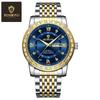 Мужские механические часы с инкрустацией из натуральных бриллиантов – Модные, Водонепроницаемые, Двойной календарь, Люминесцентные, Кварцевые.
