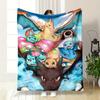 A group of vibrant Pokémon with fire, grass, and water-based elements. for all seasons blanket lunch break throw gift