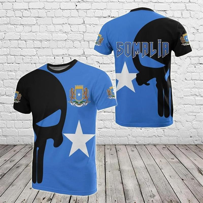 Somali Flag Pattern T-shirt Summer Fashion Short Sleeve 3D National Emblem Printed Top Casual Comfortable Loose Street Wear