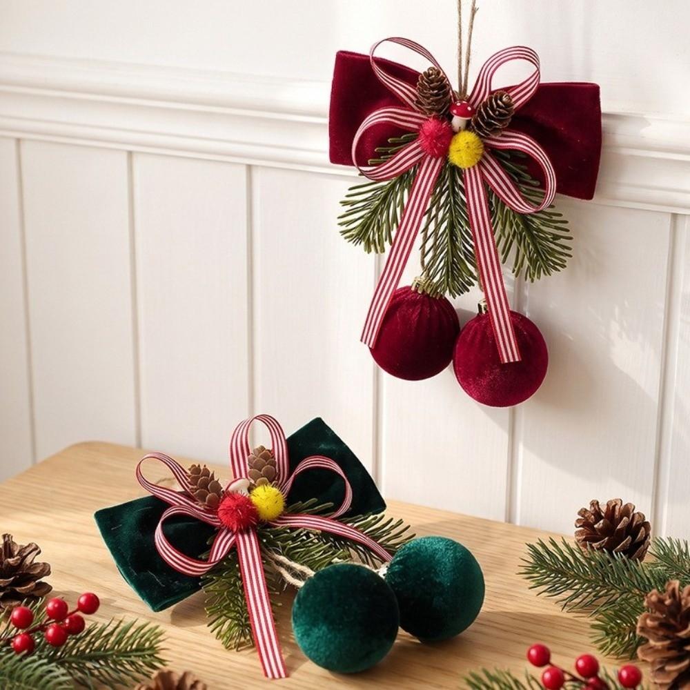 Pine Needle Accent Christmas Tree Bow Ornament Christmas Tree Decoration