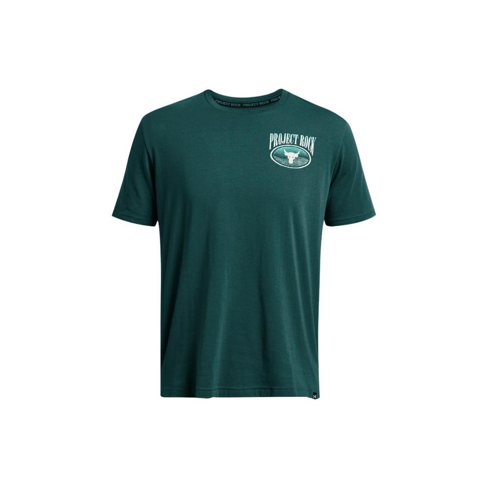 Under Armour Футболка свободного кроя с коротким рукавом Project Rock Letter Print, мужские топы, цвет зеленый мох 1383221-449